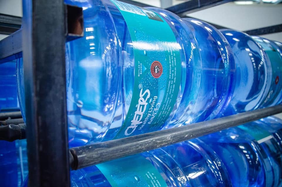 Detail view of the 20 litre bottle storage rack